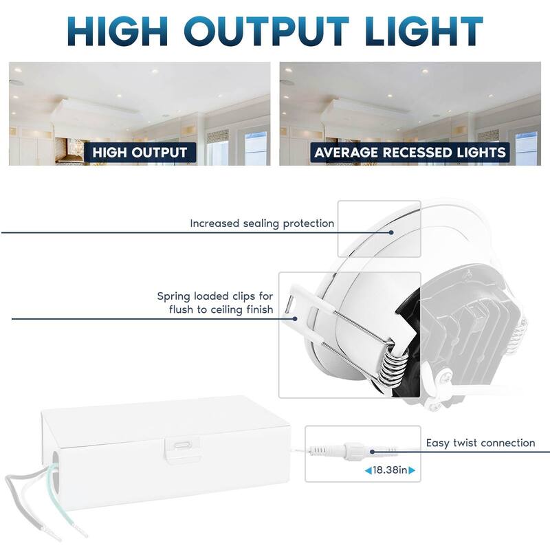 Luxrite 3" LED Recessed Ceiling Light JBox 10W 5 Color Selectable